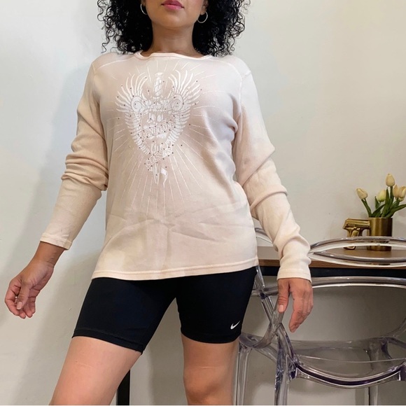 Renegade Classics Vintage Women’s L Pale Pink Long Sleeve Thermal Top Y2k - Picture 1 of 7